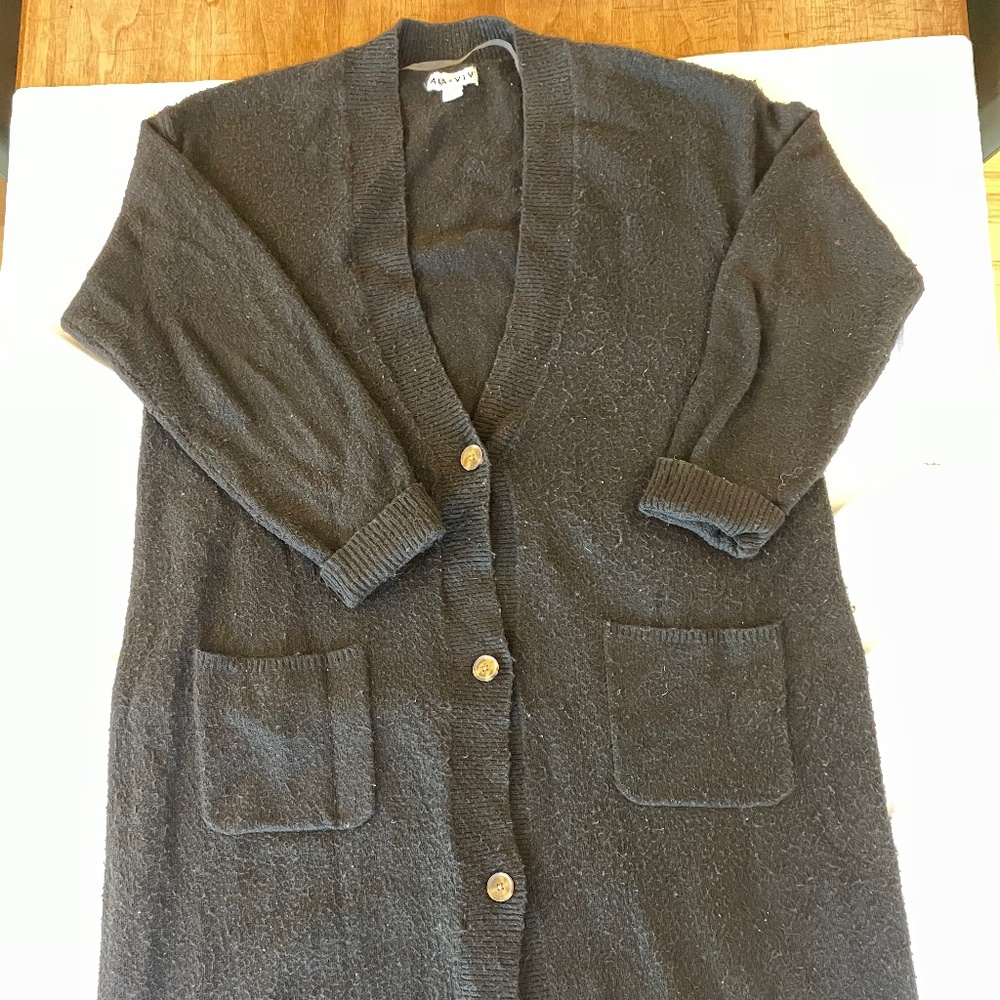 Ava and Viv Target size X long button cardigan sweater dress black
